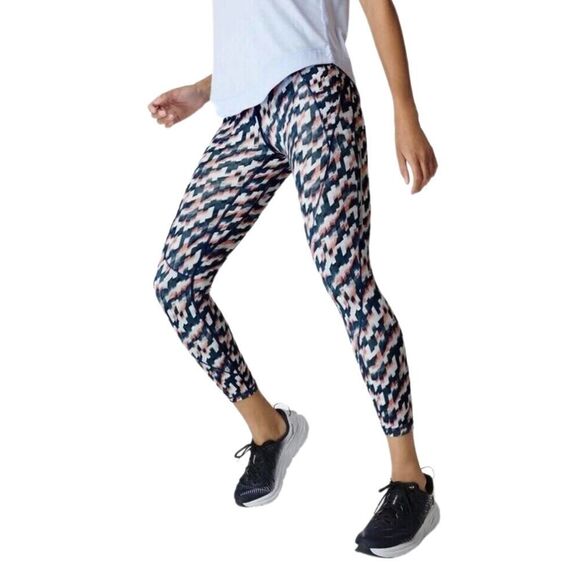 NWT Sweaty Betty 7/8 Rapid Run Leggings in Blue Spliced Mirage Print - Picture 5 of 8